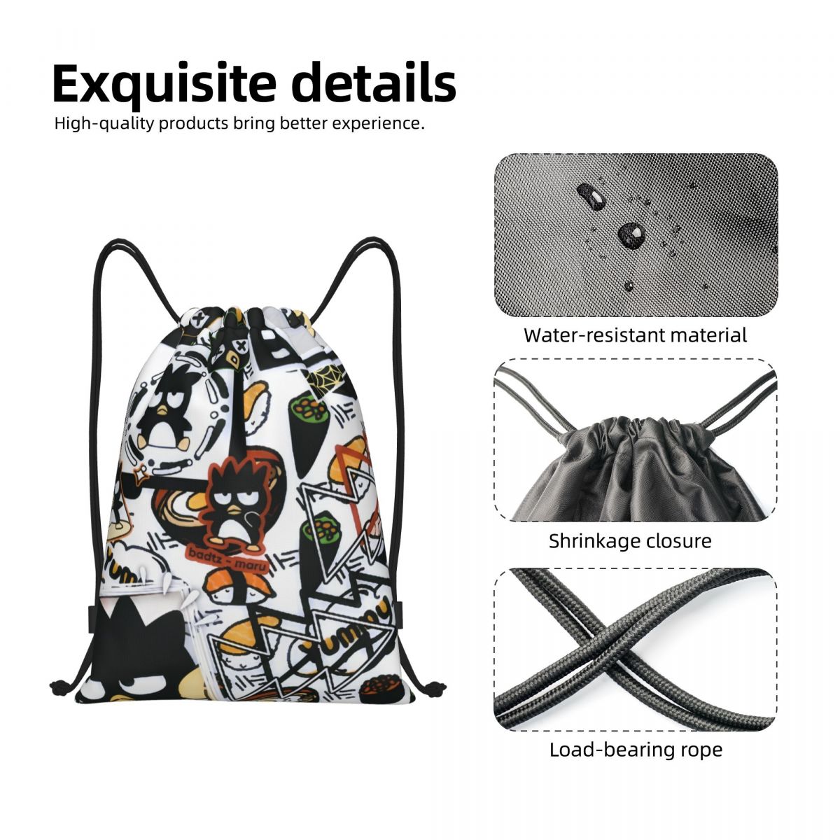 Cute Cartoon Penguin Bad Badtz - Drawstring Gym Bag recension och pris