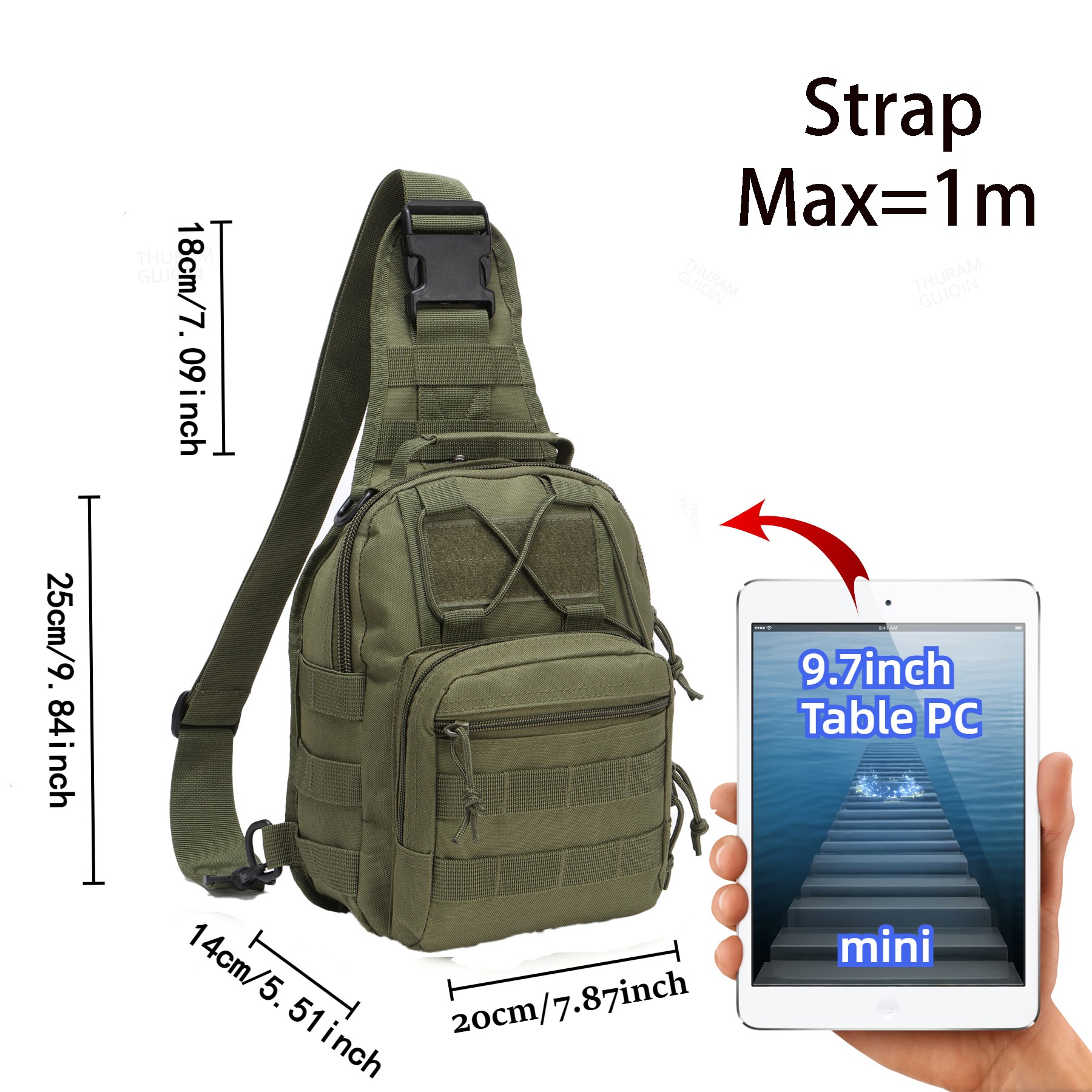 THURAM Outdoor Tactical Bag Ba - Canvas Backpack Casual recension och pris