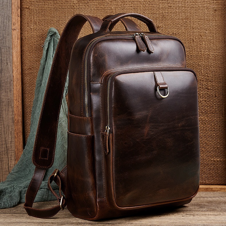 Men's Top Grain Waxed Leather  - Leather Backpack Vintage recension och pris