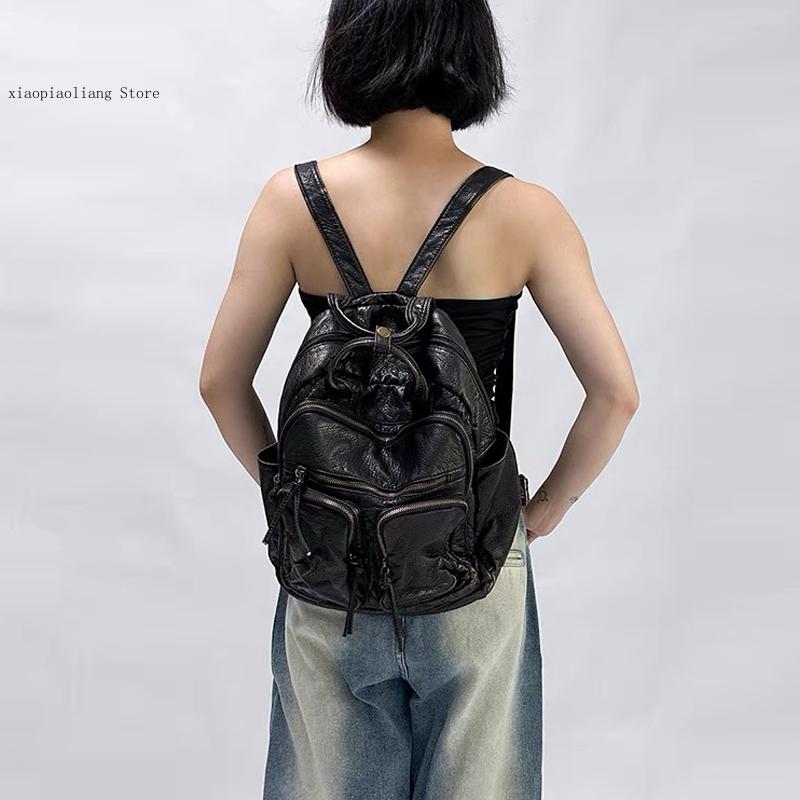 Luxury Soft Washed Pu Leather  - Leather Backpack Vintage recension och pris