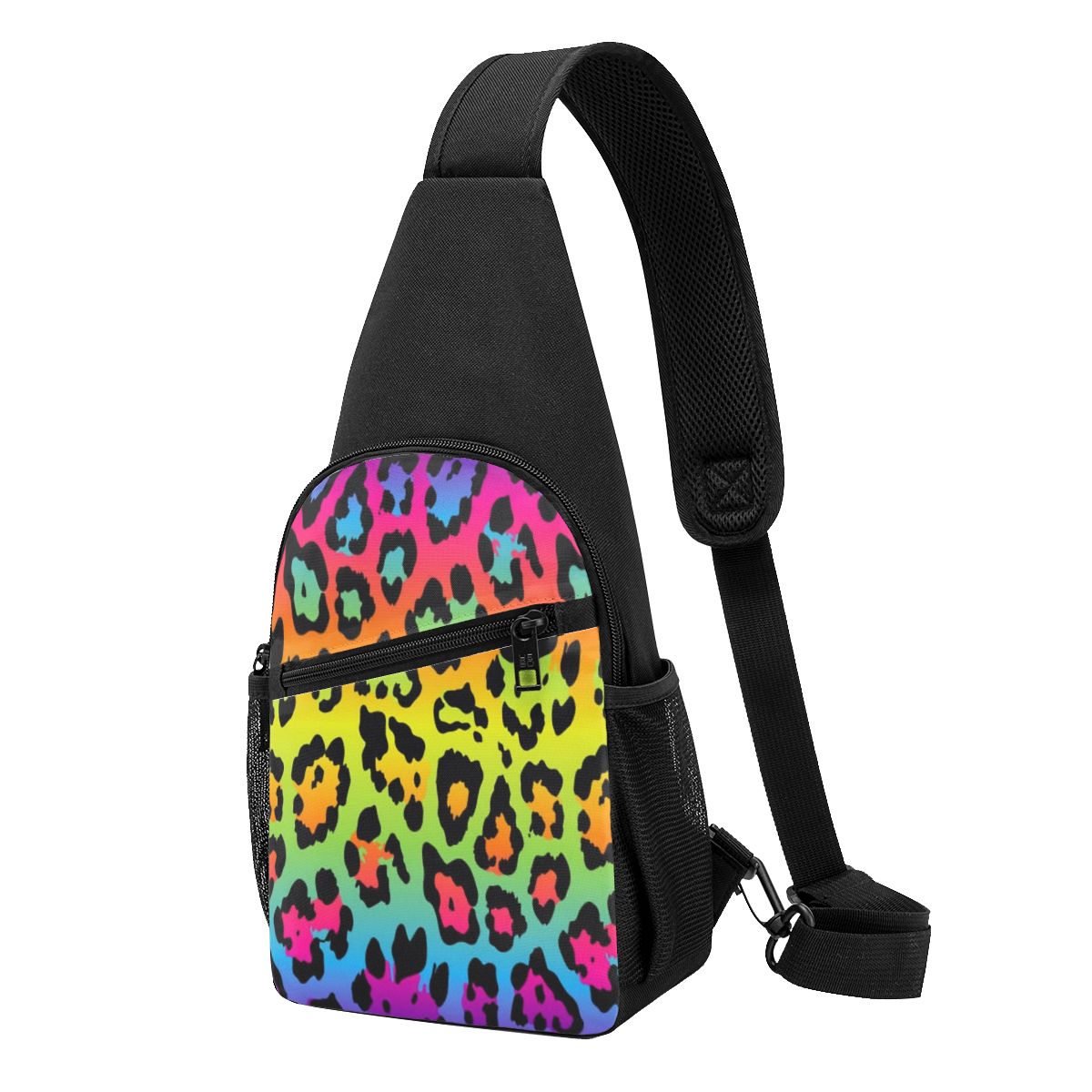 Rainbow Leopard Print Chest Ba - Sling Backpack Shoulder recension och pris