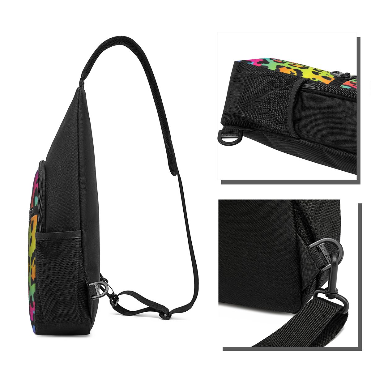 Rainbow Leopard Print Chest Ba - Sling Backpack Shoulder recension och pris