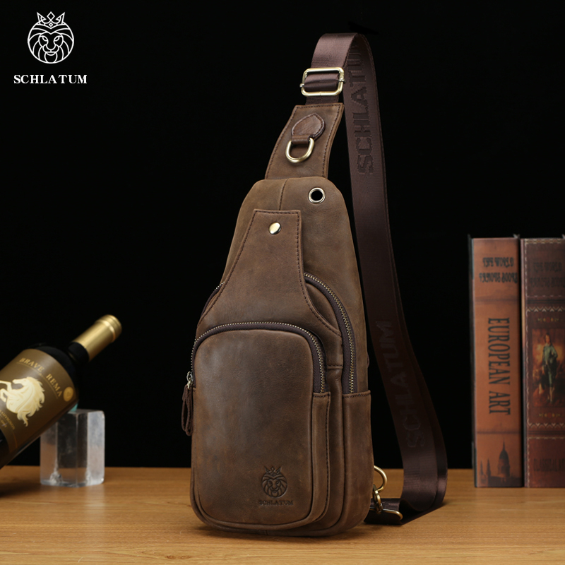 SCHLATUM 100%Genuine Leather C - Leather Backpack Vintage recension och pris