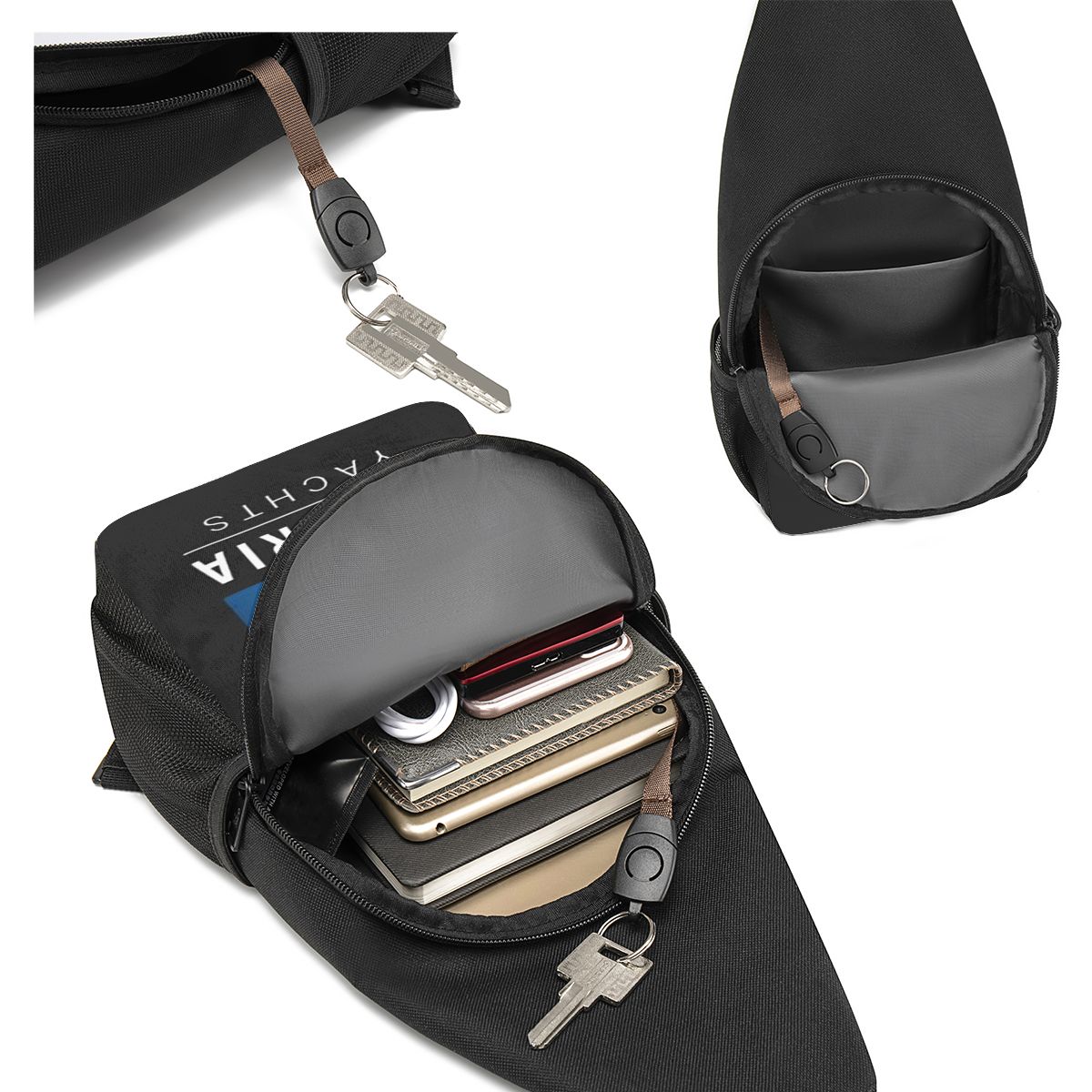 Bavaria Yachts Blue Silver Log - Sling Backpack Shoulder recension och pris